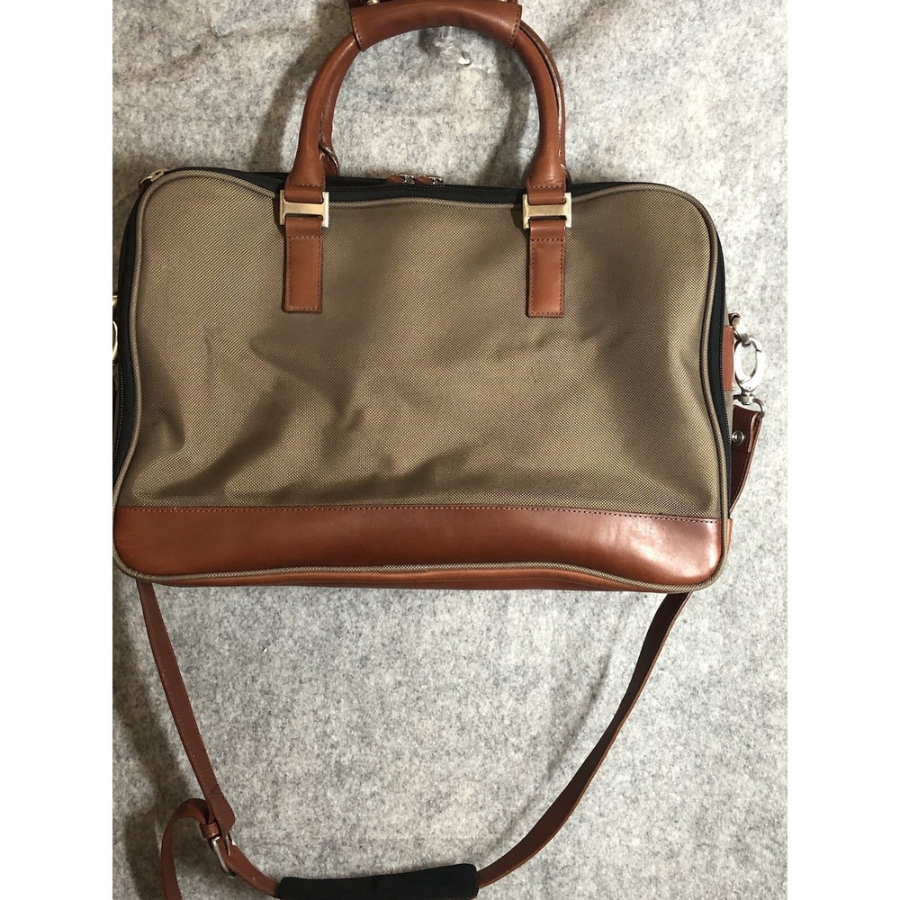 Cole Haan Case Mens Canvas Leather Weekender Travel Bag Briefcase New no Tags - Picture 3 of 14
